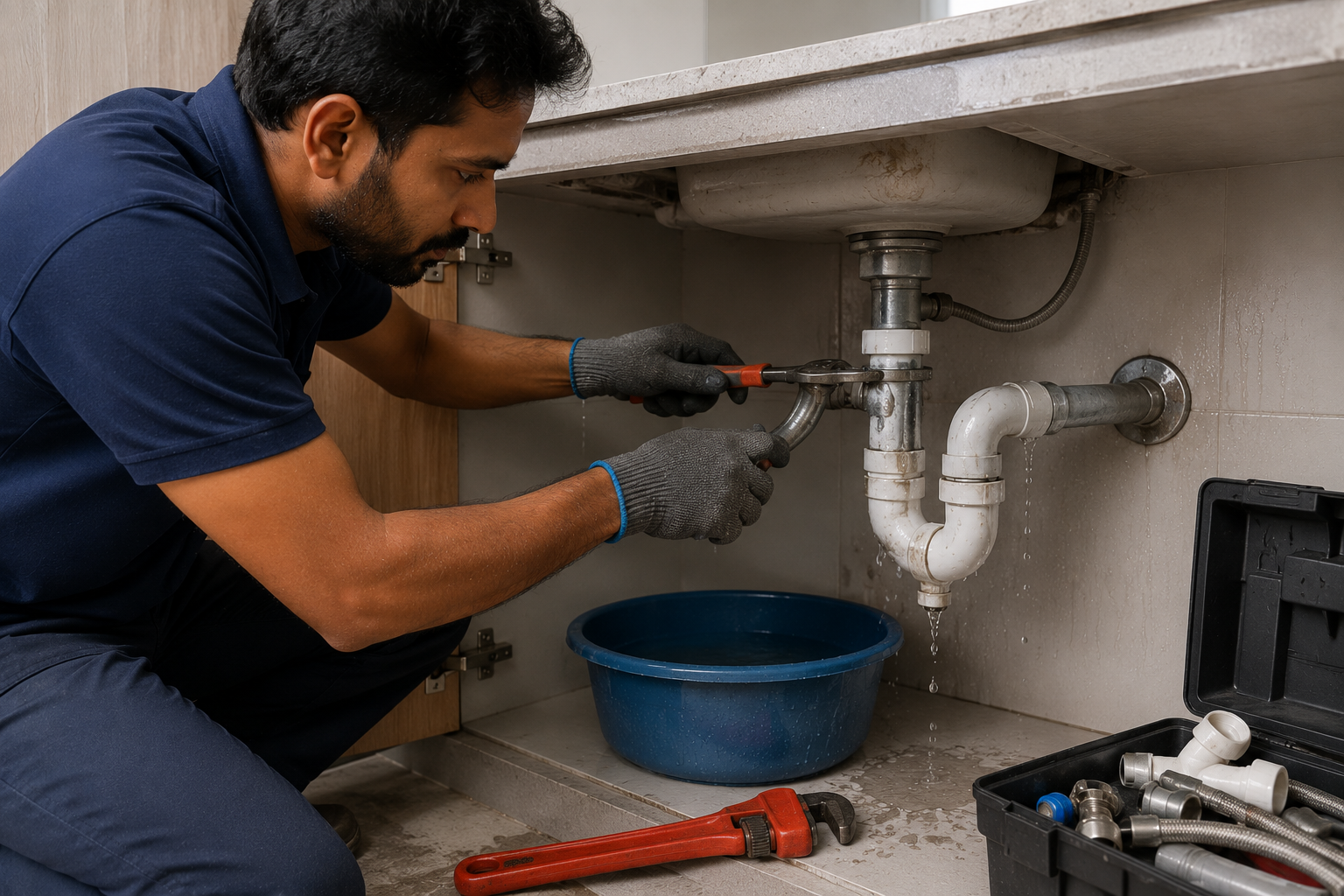 Professional plumbing pipe leak repair